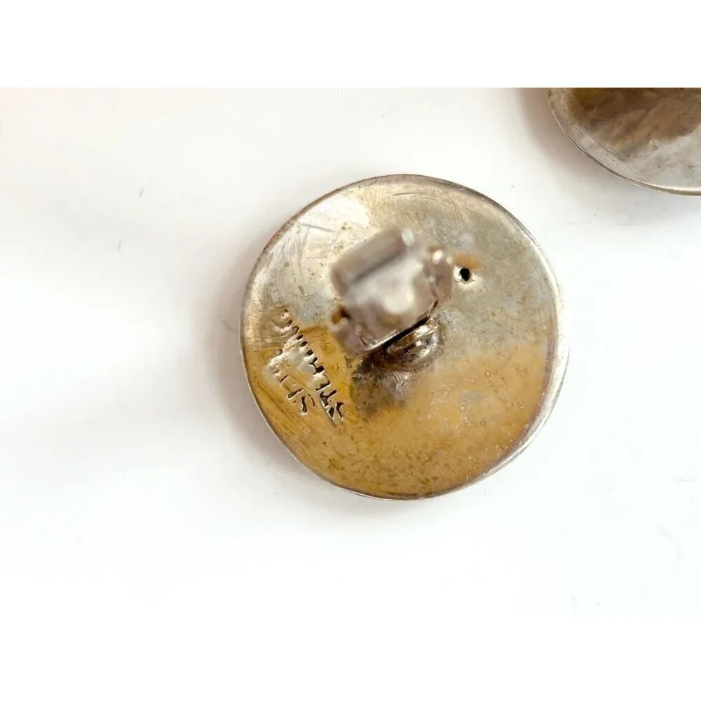 Siam Sterling Taurus Figural Nielloware Enamel Vintage Black Round Cufflinks